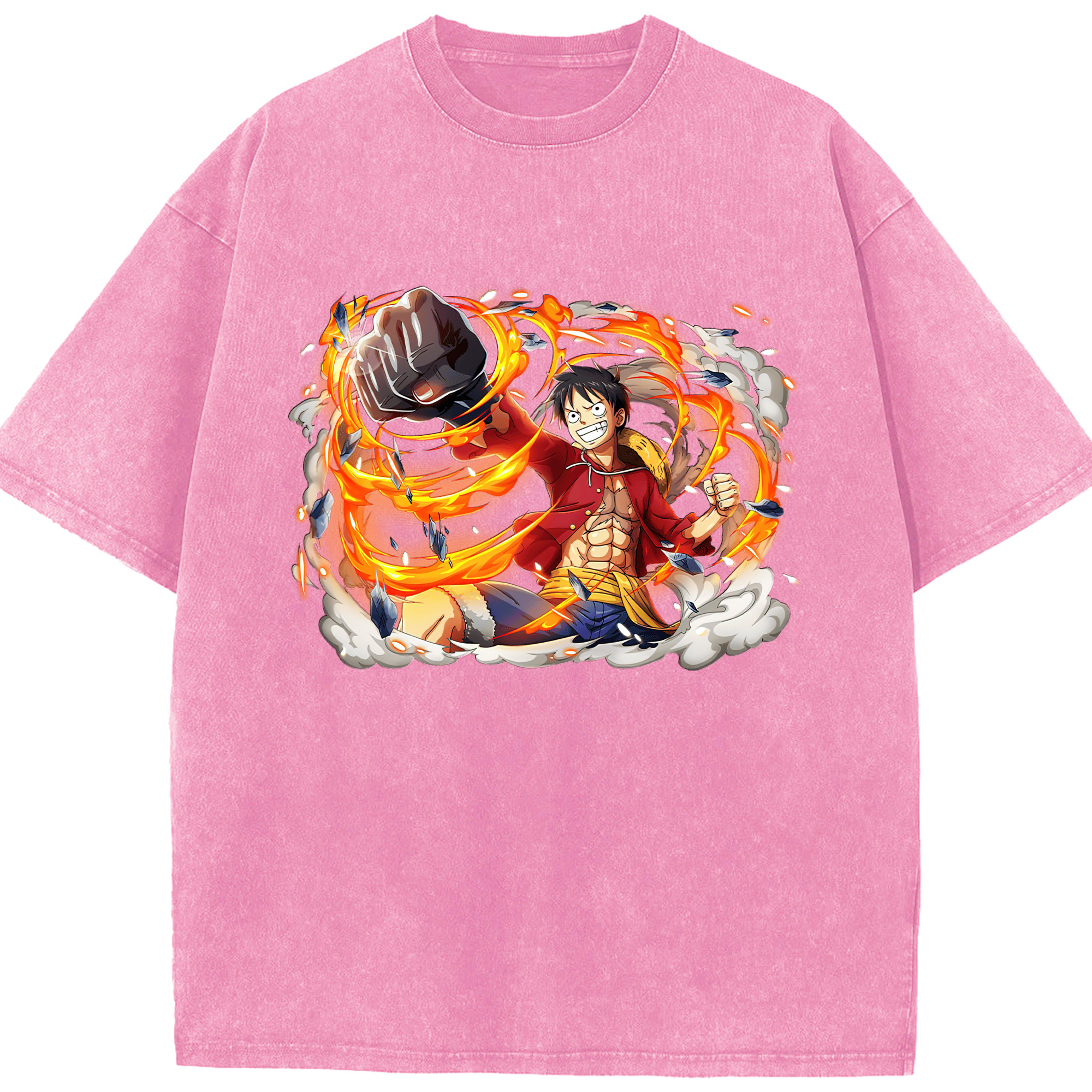 ワンピース モンキー・D・ルフィ ONE PIECE Monkey D. Luffy 綿100% ヴィンテージ風 半袖Tシャツ（フロントプリント）